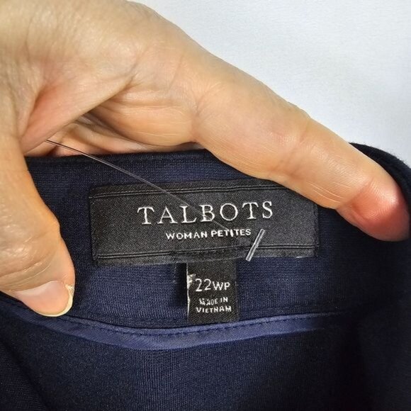 Talbots Stretch Ponte Knit Skirt Sz 22WP Navy Side Zip Knee Length Office - Picture 5 of 8
